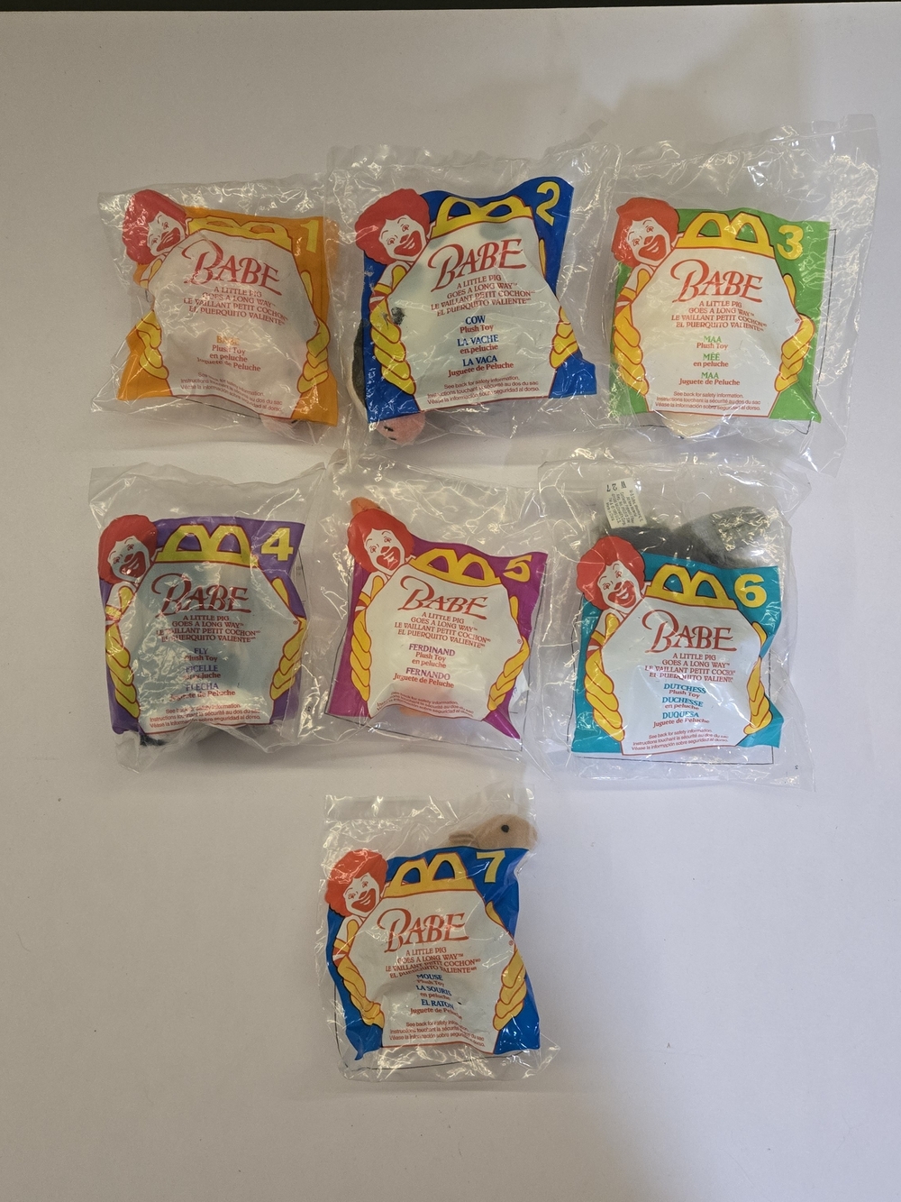Vintage 1995 McDonald's Babe Movie Happy Meal Toys Complete Set 1-7 Sealed
